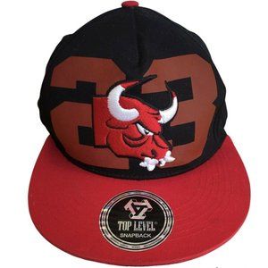 Chicago Bulls #23 Men’s Top Level Snapback Black‎ Red Cap Hat New Preowned